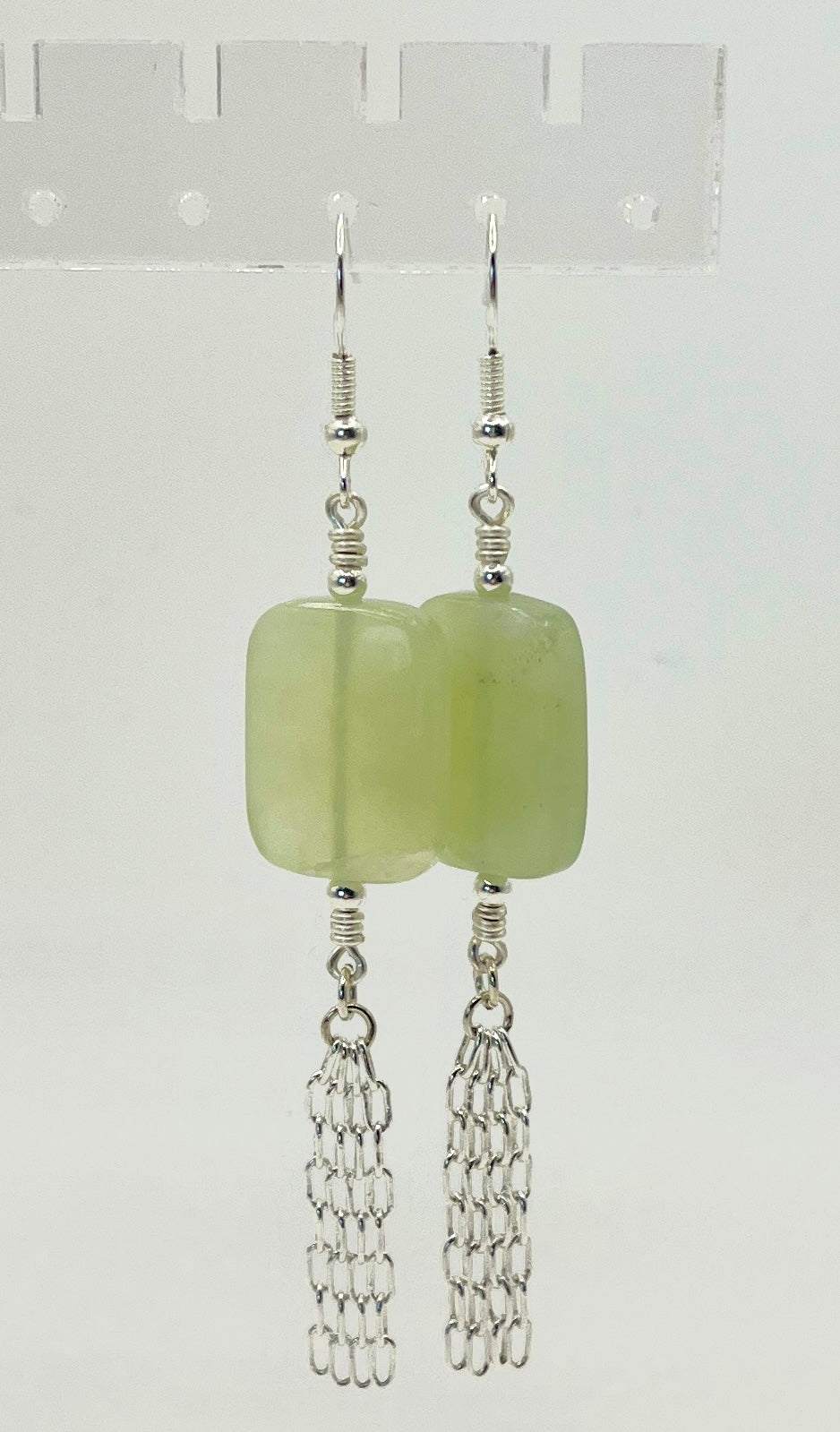 Green aventurine, silver findings