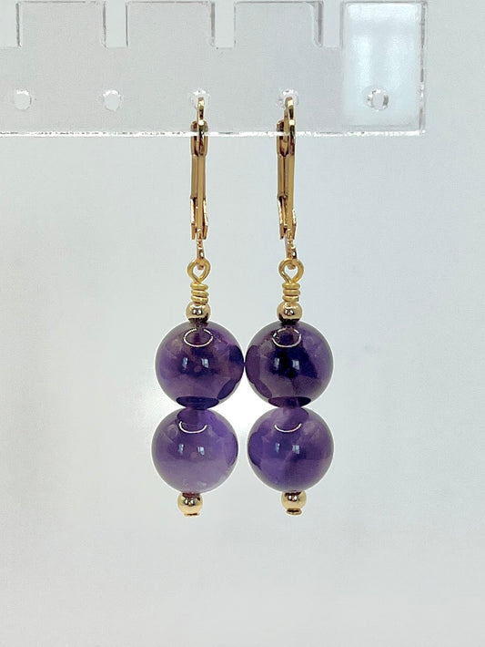 Amethyst round, gold findings