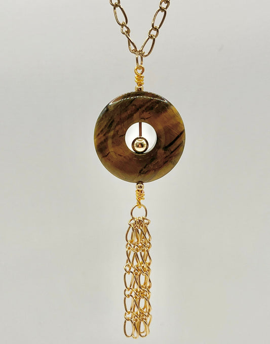 Tiger's Eye, pendant, gold findings